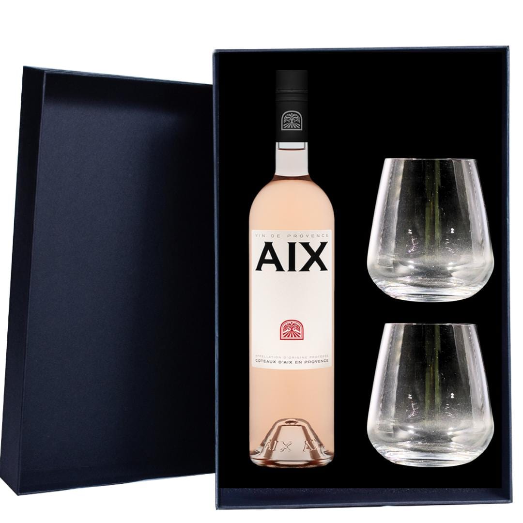 Personalised Maison Saint AIX Rosé Gift Hamper includes 2 Premium Wine Glasses