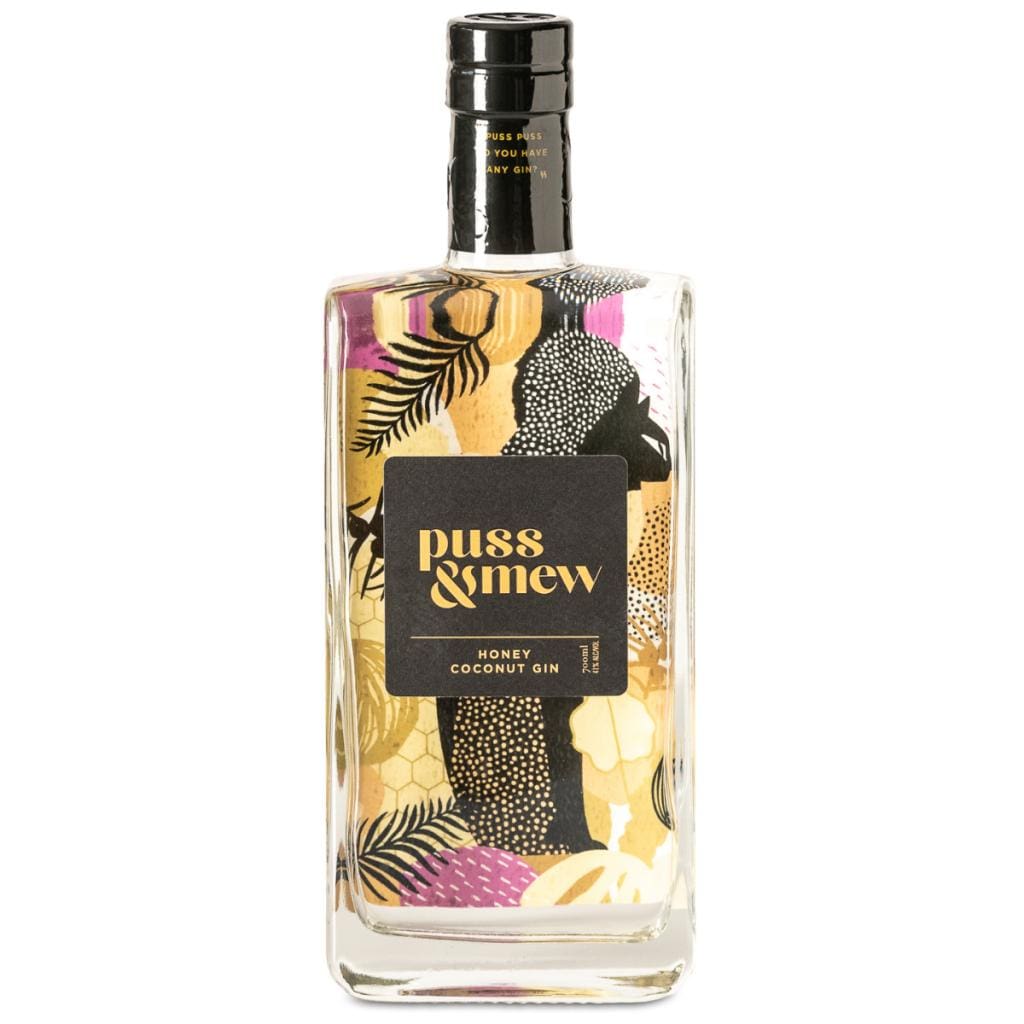 PUSS AND MEW HONEY COCONUT GIN 41% 700ML