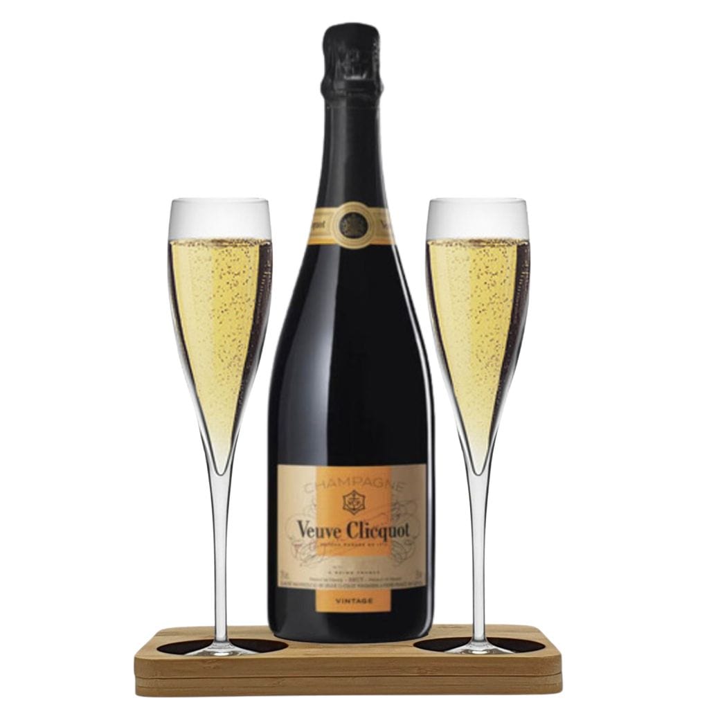 Veuve Clicquot Vintage Presentation Stand Includes 2 Fine Crystal Champagne Flutes