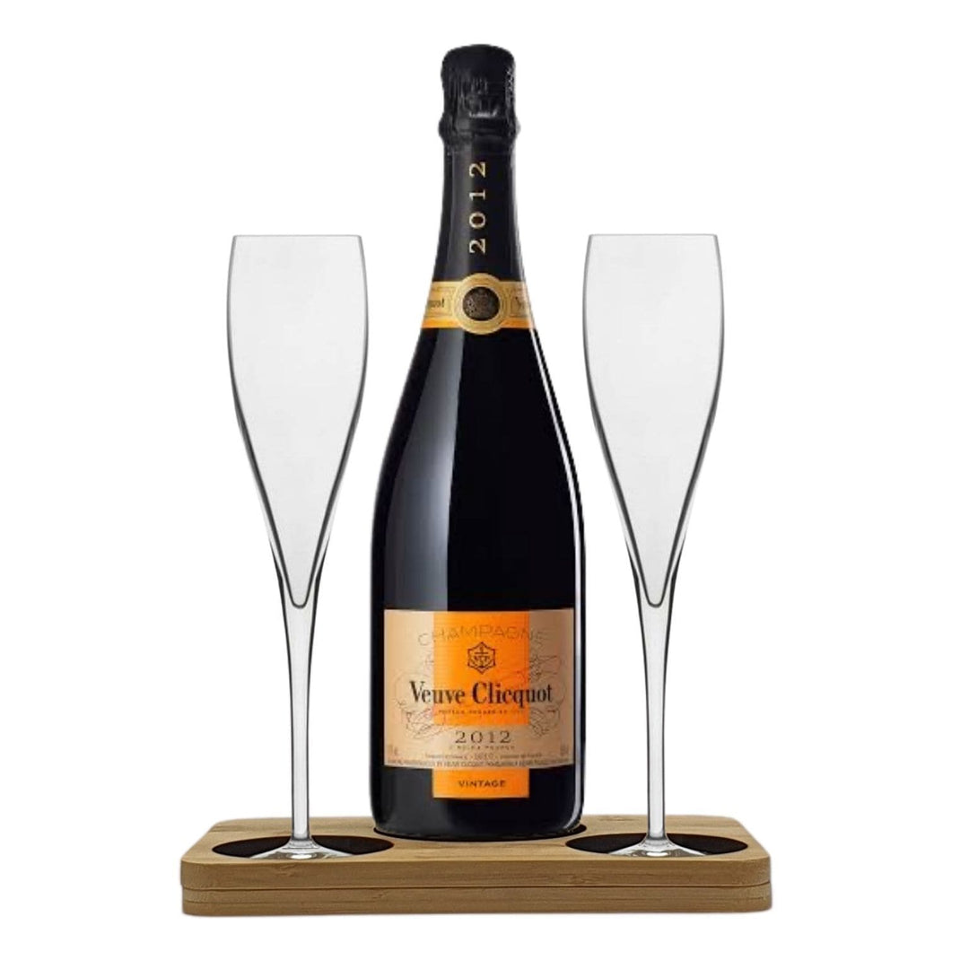 Personalised Veuve Vintage 2015 Hamper Box includes Presentation Stand and 2 Fine Crystal Champagne Flutes