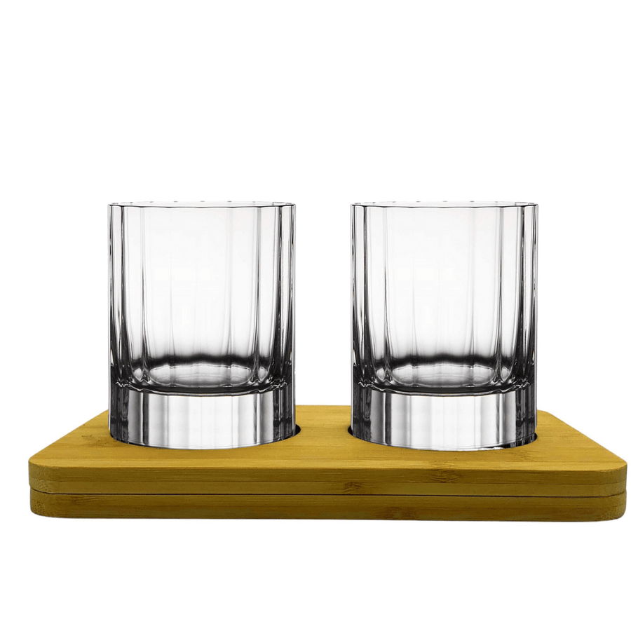 Luigi Bormioli Bach Whisky Crystal Glass Tasting Gift Set Hamper Box includes Wooden Presentation Stand