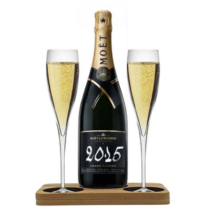 Personalised Moet & Chandon Grand Vintage Hamper Box includes Presentation Stand and 2 Fine Crystal Champagne Flutes