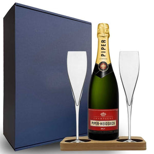 Piper-Heidsieck Brut Champagne Hamper Box includes Presentation Stand and 2 Fine Crystal Champagne Flutes