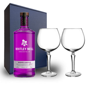 Personalised Whitley Neill Rhubarb & Ginger Hamper Pack includes 2 Speakeasy Gin Glasses