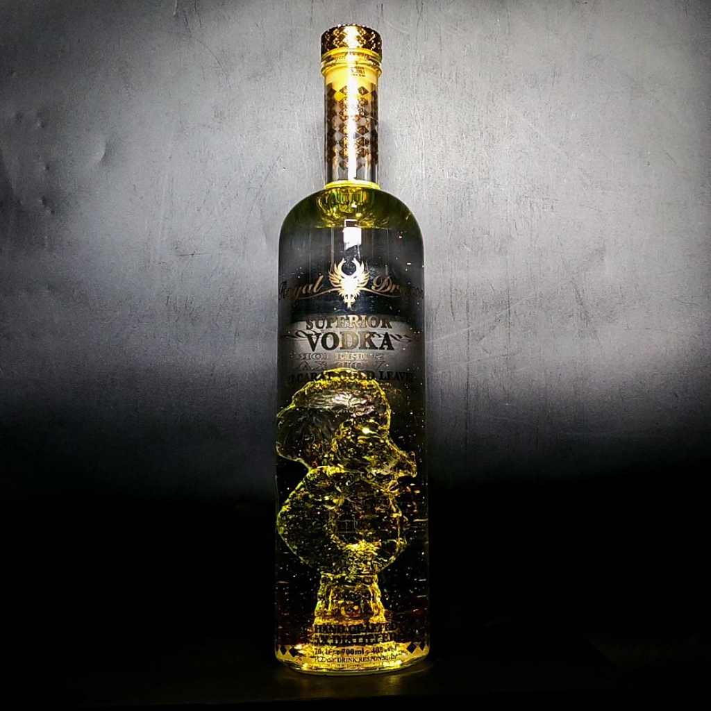 Personalised Royal Dragon Gold Leaf Vivid Lights Vodka 700ml