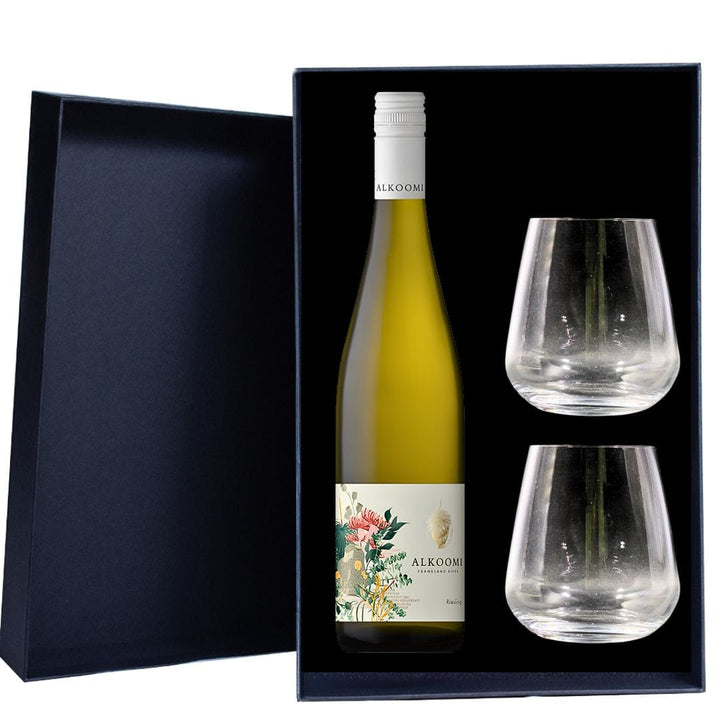 Personalised Alkoomi Grazing Riesling Gift Hamper - Includes 2 Premium Wine Glass