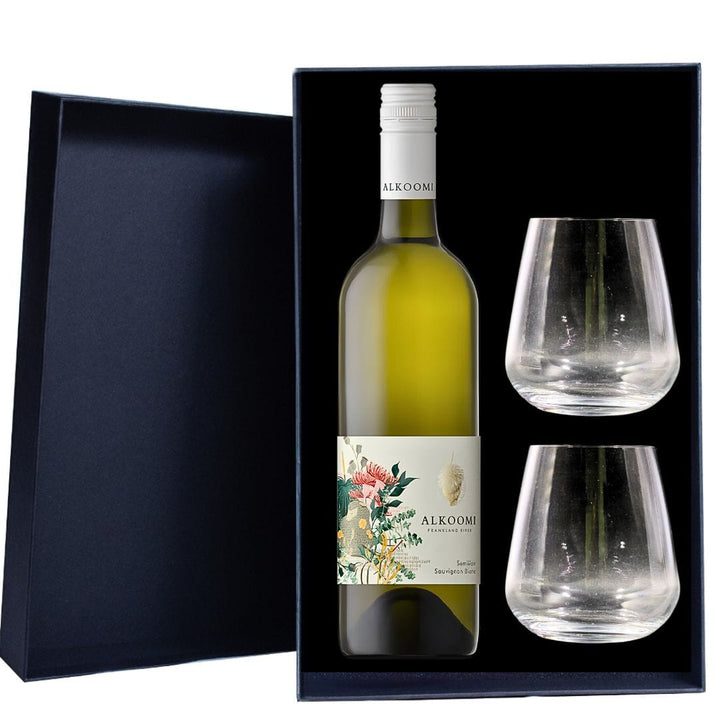 Personalised Alkoomi Grazing Semillon Sauvignon Blanc Gift Hamper - Includes 2 Premium Wine Glass
