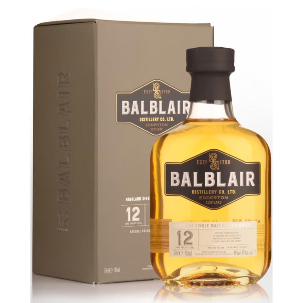 BALBLAIR 12 YEAR OLD SINGLE MALT SCOTCH WHISKY 46% 700ML
