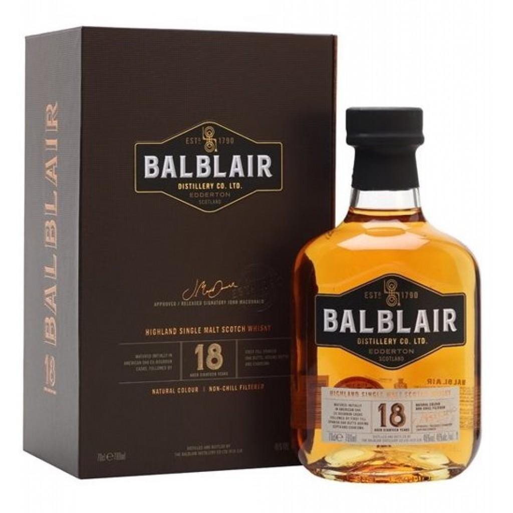 BALBLAIR 18 YEAR OLD SINGLE MALT SCOTCH WHISKY 43% 700ML