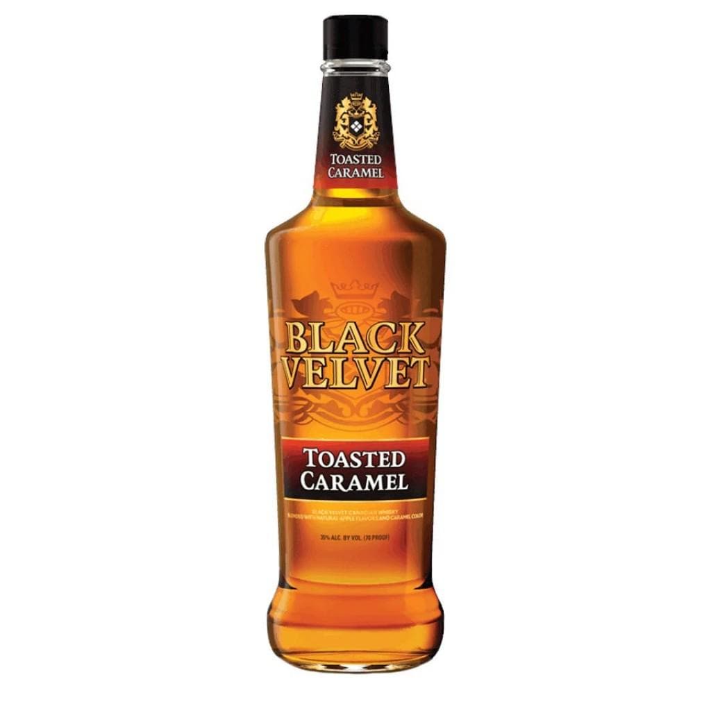 PERSONALISED BLACK VELVET IMPORT TOASTED CARAMEL CANADIAN WHISKY 35% 1LT