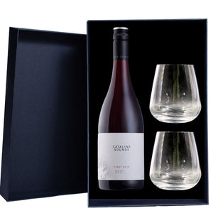 Personalised Catalina Sounds Pinot Noir Gift Hamper includes 2 Premium Wine Glass