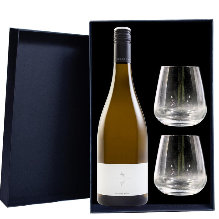 Personalised Catalina Sounds Sound of White Classic Sauvignon Blanc Gift Hamper includes 2 Premium Wine Glass