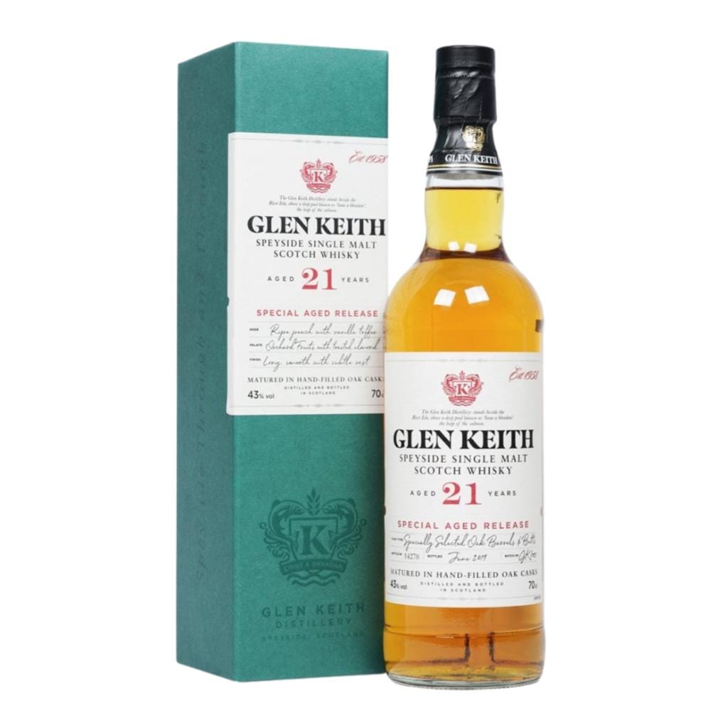 GLEN KEITH 21 YEAR OLD SINGLE MALT SCOTCH WHISKY 43% 700ML