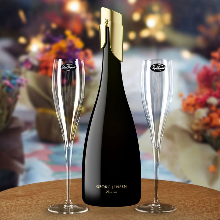 Georg Jensen Hallmark Prosecco Gift Hamper- Includes 2 Champagne Flutes
