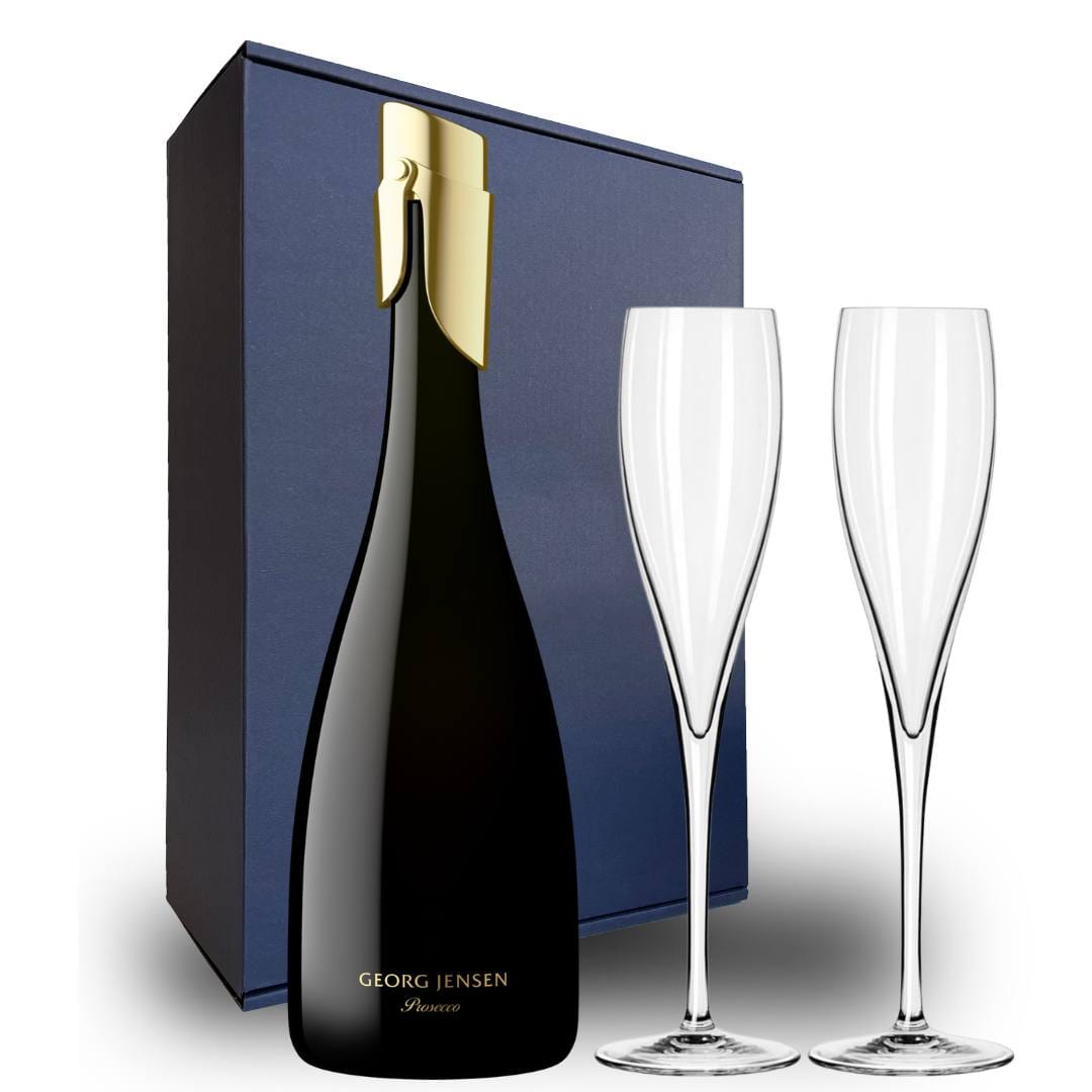 Georg Jensen Hallmark Prosecco Gift Hamper- Includes 2 Champagne Flutes