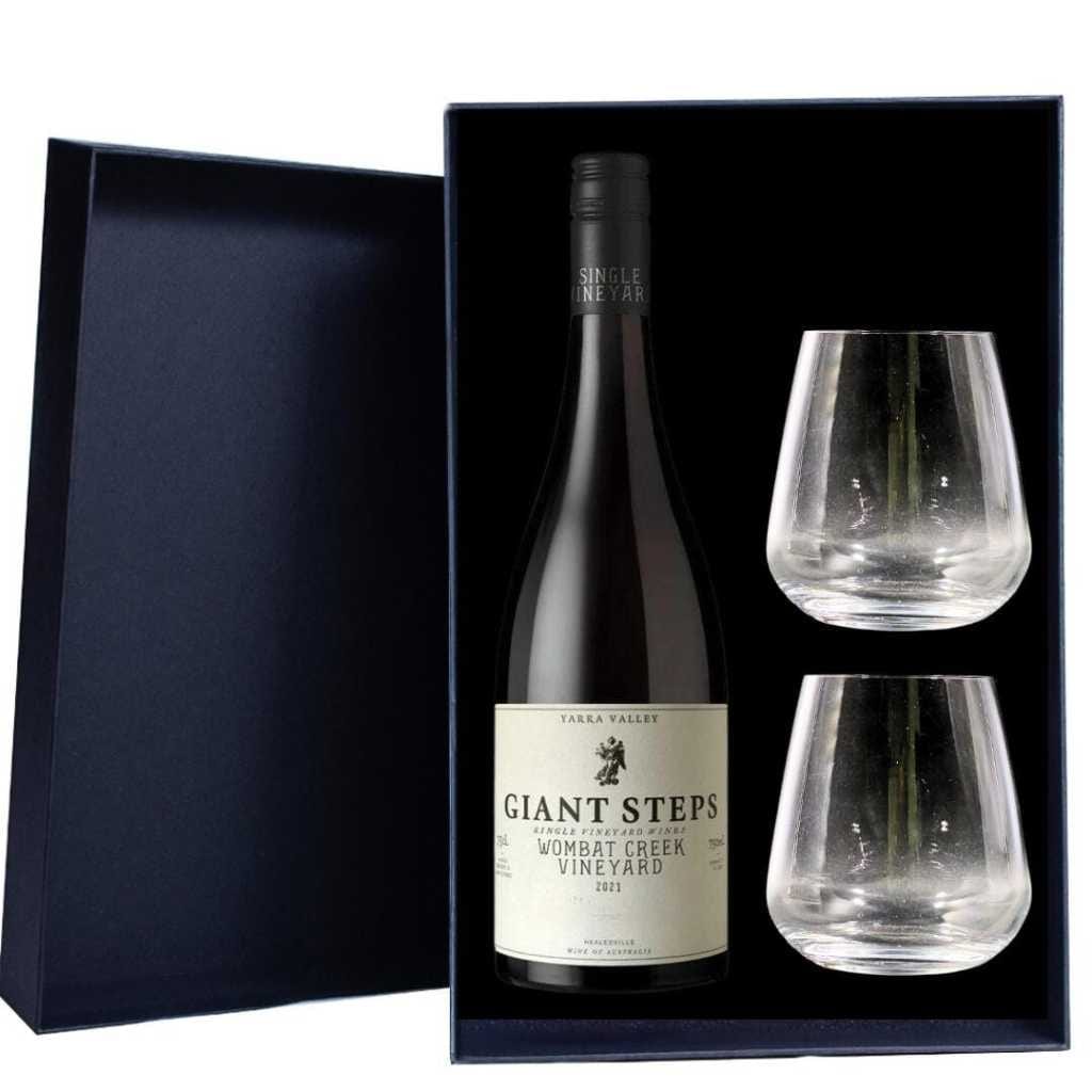 Personalised Giant Steps Wombat Creek Chardonnay Gift Hamper includes 2 Premium Wine Glasses