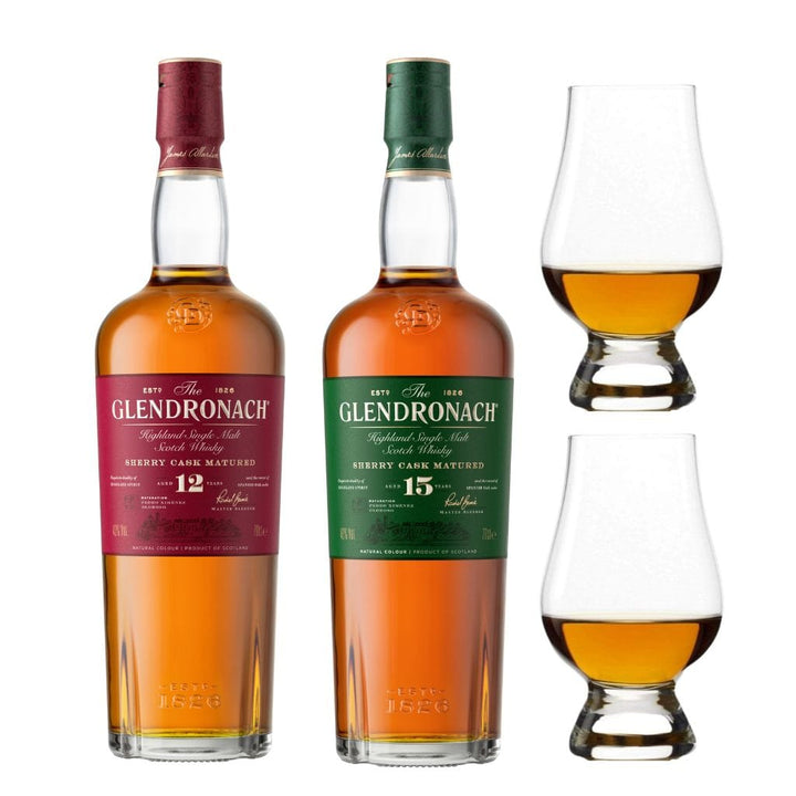 The GlenDronach 12 Yr Old + 15 Yr Old Hamper Box (includes 2 Glencairn Glasses)