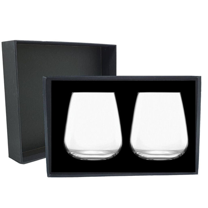 Luigi Bormioli Stemless Italian Crystal Wine Glasses 450ml in a Presentation Box - 2 Pack