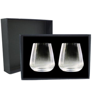 Personalised Luigi Bormioli Stemless Italian Crystal Wine Glasses 450ml in a Presentation Box - 2 Pack