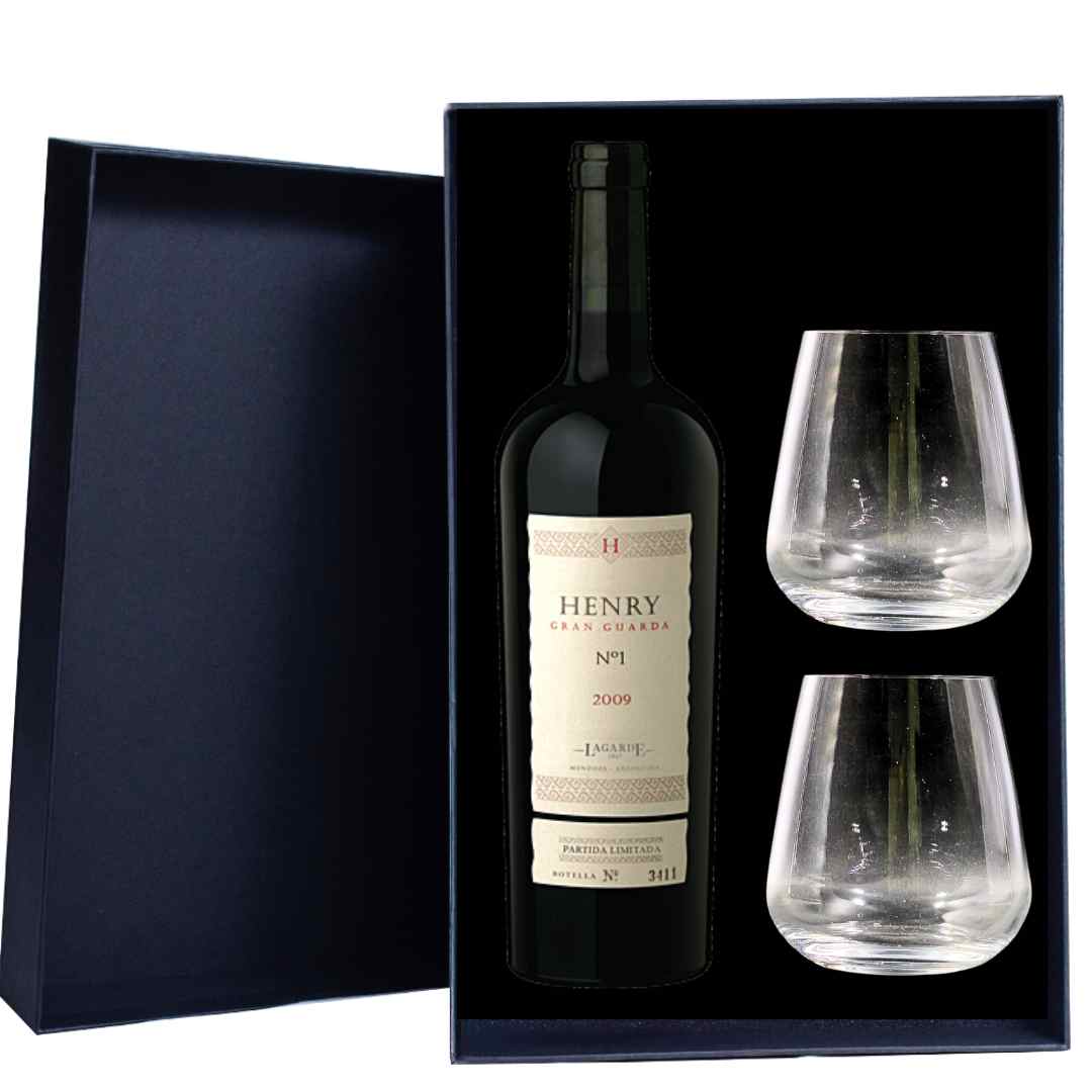 Personalised Lagarde Henry 2009 Gift Hamper includes 2 Premium Wine Glass