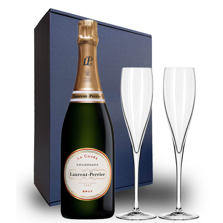 Laurent-Perrier La Cuvee Brut NV Gift Hamper - Includes 2 Fine Crystal Champagne Flutes