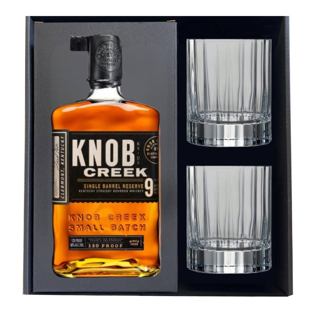 Personalised Knob Creek 9 Year Old Bourbon 700ml - Includes 2 Crystal Whisky glasses