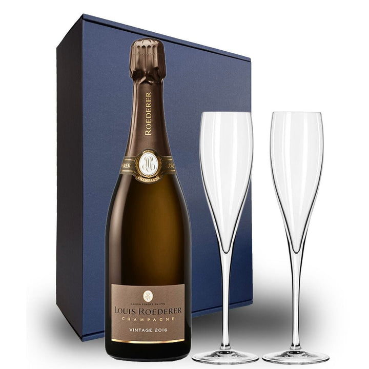 Louis Roederer Vintage Brut Gift Hamper - Includes 2 Fine Crystal Champagne Flutes