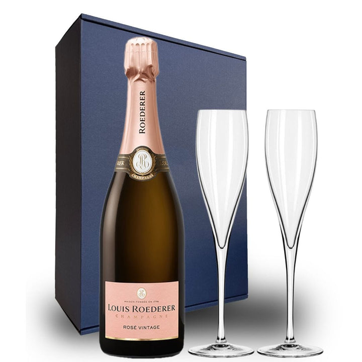 Louis Roederer Vintage Rose Gift Hamper - Includes 2 Fine Crystal Champagne Flutes