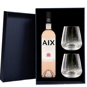 Personalised Maison Saint Aix Dry Rosé Gift Hamper includes 2 Premium Wine Glass
