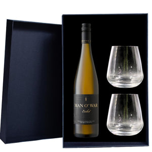 Personalised Man O' War Exiled Pinot Gris Gift Hamper includes 2 Premium Wine Glass