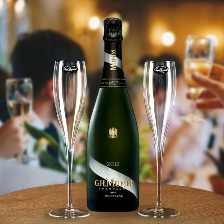 Mumm Cordon Rouge Milliseme Gift Hamper - Includes 2 Crystal Champagne Flutes