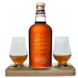 The Naked Grouse Blended Malt Scotch Whisky Tasting Gift Set includes Wooden Presentation Stand plus 2 Original Glencairn Whisky Glasses