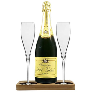 Pol Gesse Champagne Presentation Stand Hamper Box Includes 2 Fine Crystal Champagne Flutes