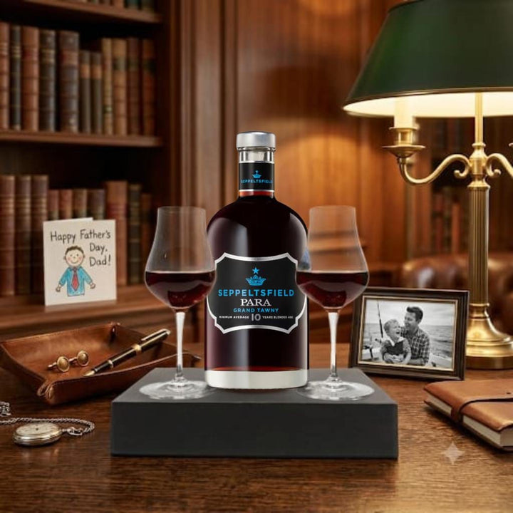 Personalised Seppeltsfield Para Grand 10 Year Old Tawny Gift Hamper - Includes 2 Spirits Snifter Glasses
