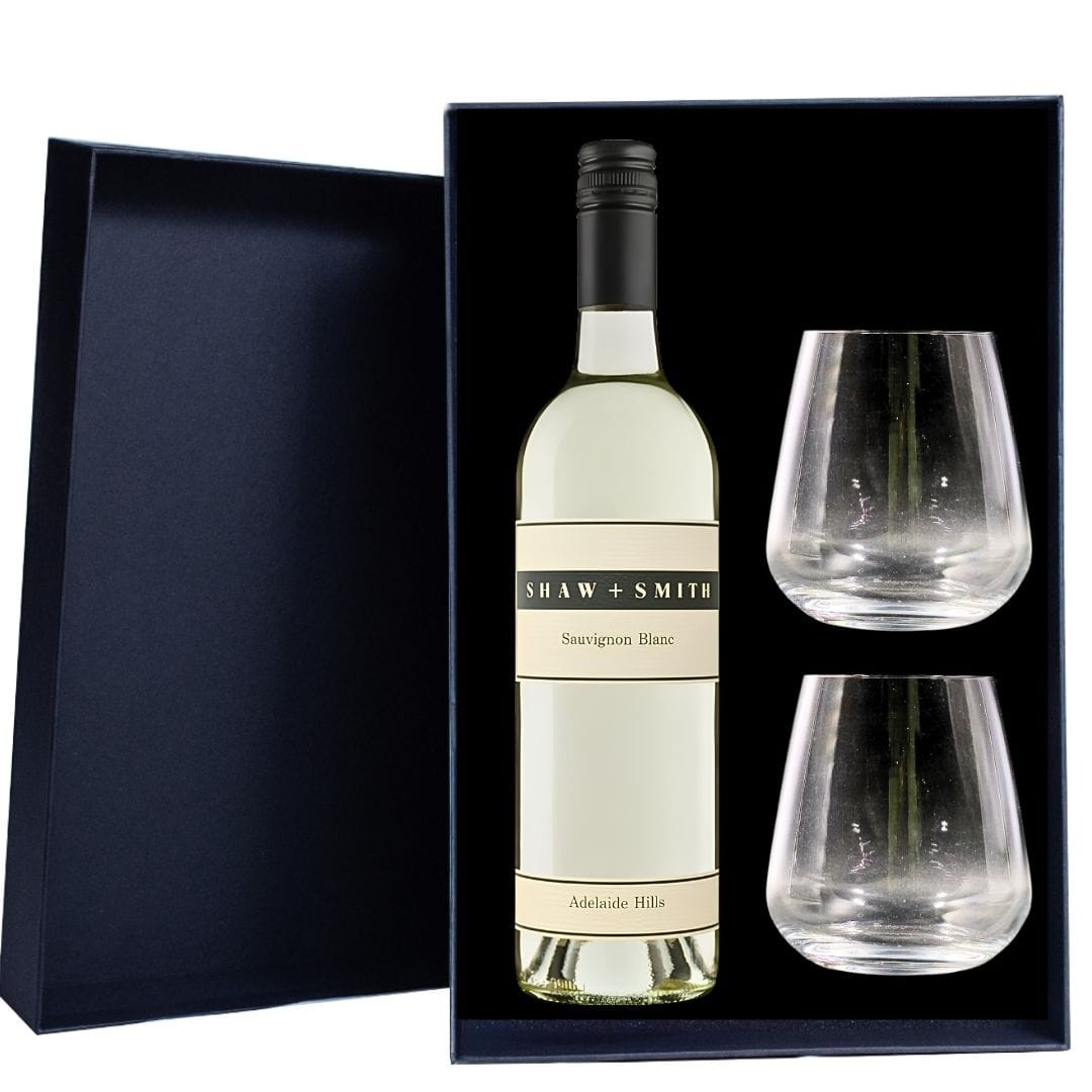 Personalised Shaw & Smith Sauvignon Blanc Gift Hamper - Includes 2 Premium Wine Glasses