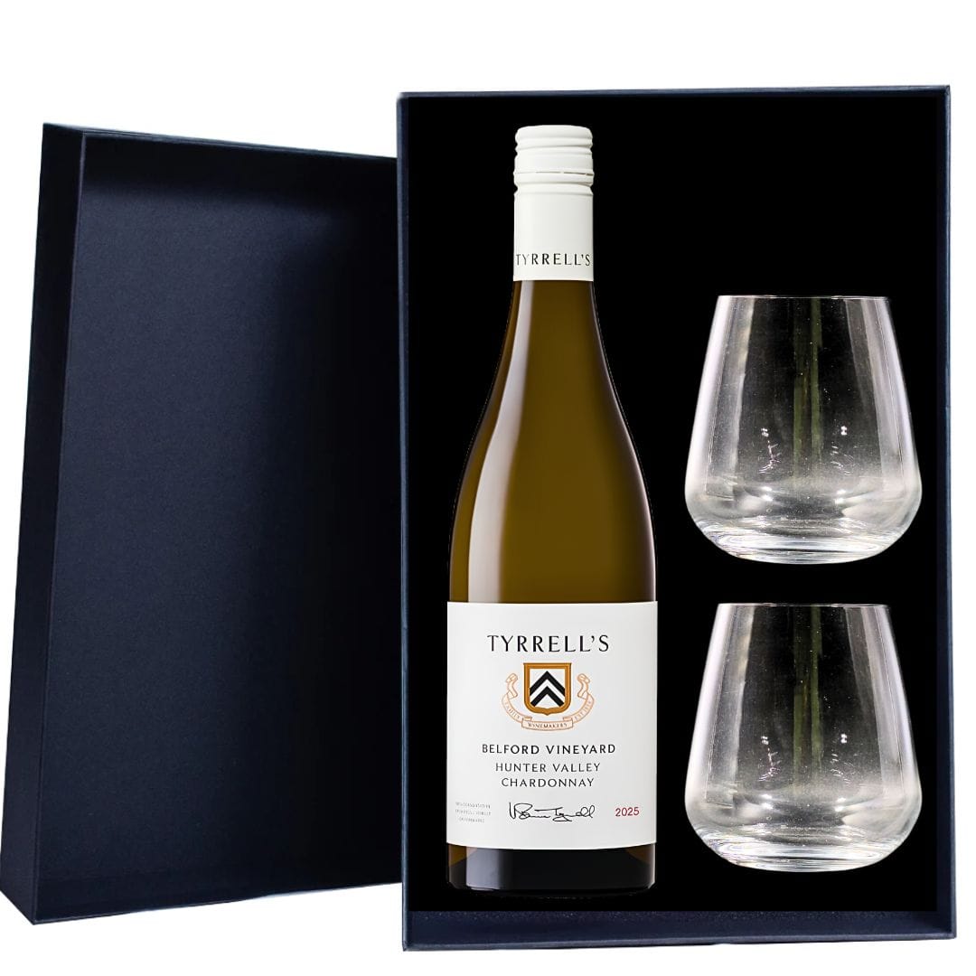 Personalised Tyrrell's Belford Chardonnay Gift Hamper - Includes 2 Premium Wine Glass