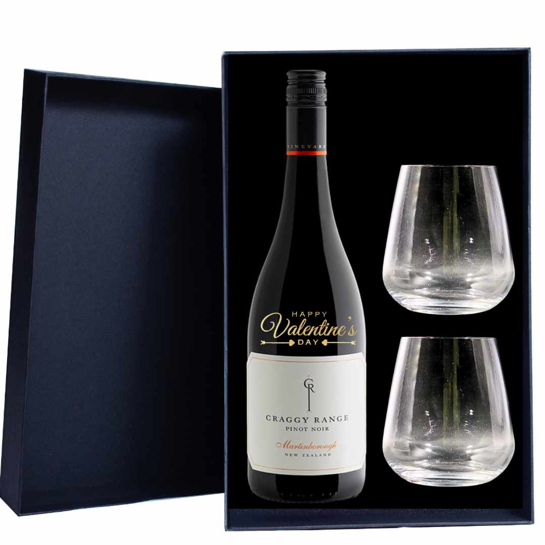 Valentine's Day Craggy Range Martinborough Pinot Noir Gift Hamper includes 2 Premium Wine Glass