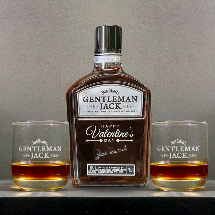 Valentine's Day Edition Gentleman Jack and Original Glass Set Gift Box 700ml 40% ABV