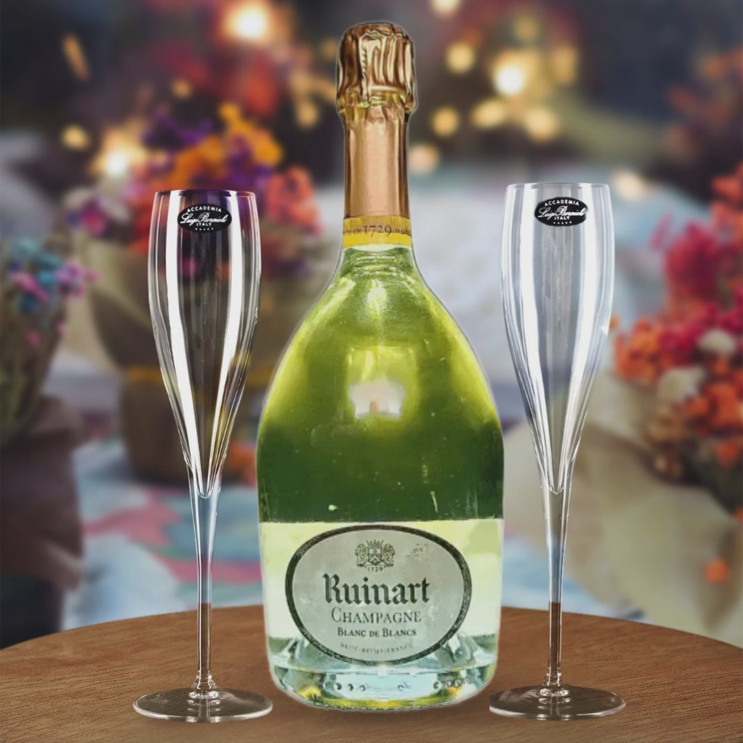 Ruinart Blanc de Blanc - Vivid Lights Edition Gift Hamper - Includes 2 Fine Crystal Champagne Flutes