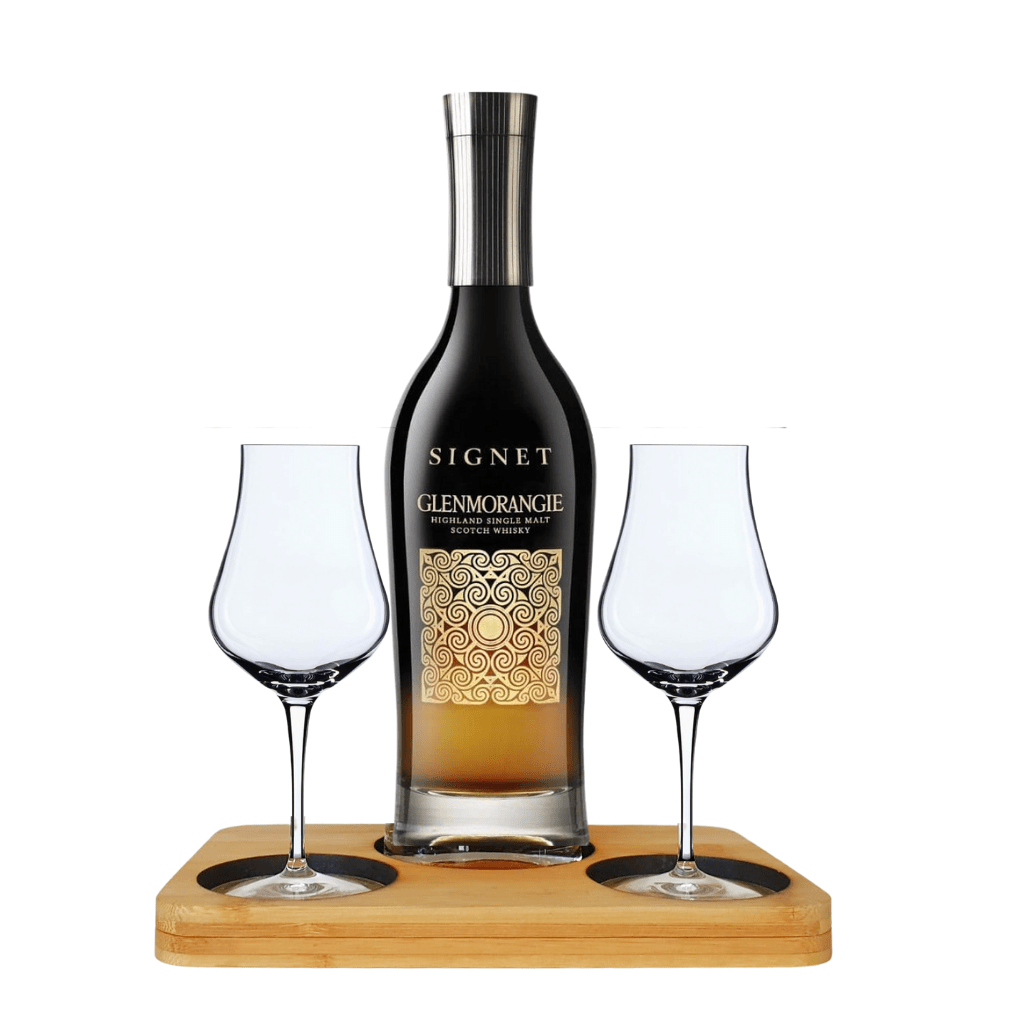 Glenmorangie Signet Whisky Tasting Gift Set includes Wooden Presentation Stand plus 2 Luigi Bormioli Spirits Tasting Glass