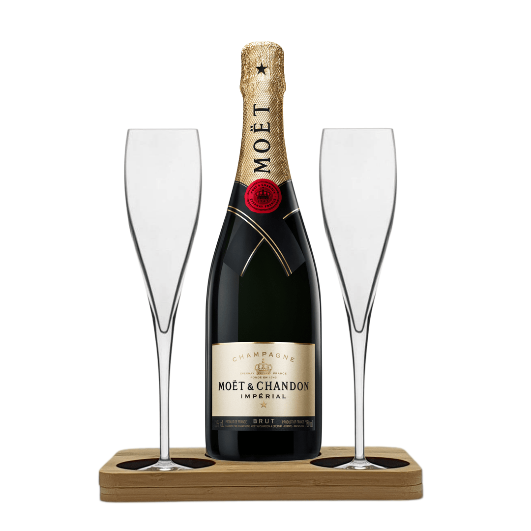 Moet & Chandon Presentation Stand Includes 2 Fine Crystal Champagne Flutes