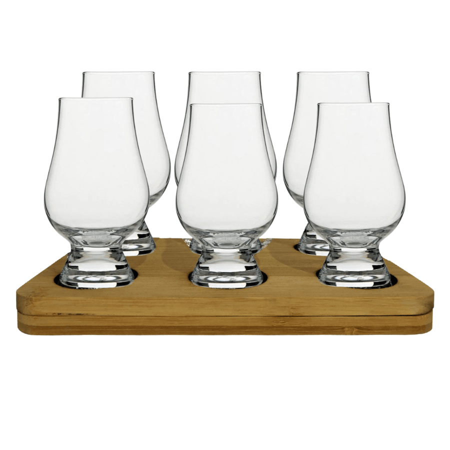 The Original Glencairn Whisky Glass - 6 Pack Tasting Gift Set includes Wooden Presentation Stand