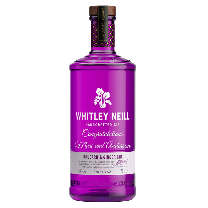 Personalised Whitley Neill Ginger and Rhubarb Gin 43% 700ml