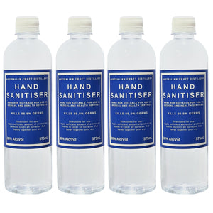 Hand Sanitiser 575mL - 80% Ethanol Made by Craft Whisky Distillery - 4 Pack
