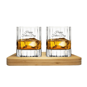 Father's Day Edition Luigi Bormioli Bach Whisky Crystal Glass Tasting Gift Set includes Wooden Presentation Stand