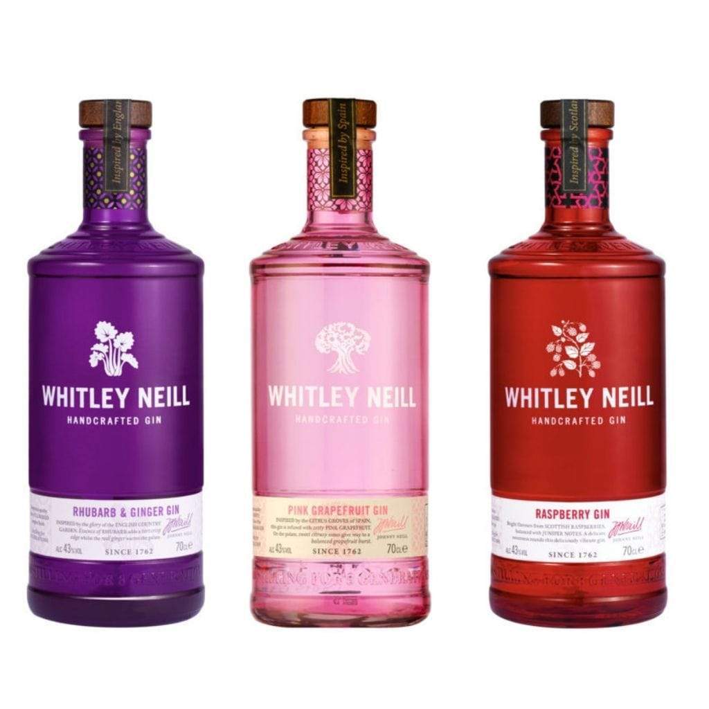 Whitley Neill Rhubarb and Ginger, Pink Grapefruit & Raspberry Gins 700ml (Inc. Mini Gift Pack 3x 50ml)