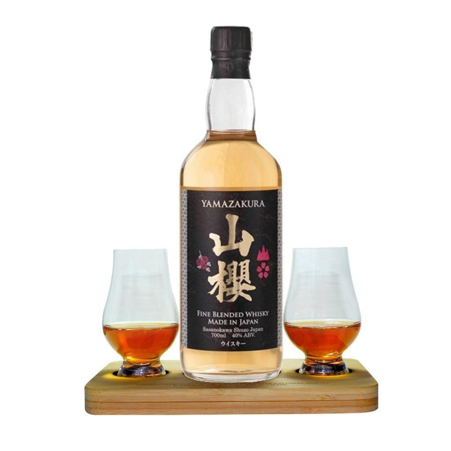 Yamazakura Japanese Fine Blended Whisky Hamper Box includes 2 Glencairn Whisky Glasses