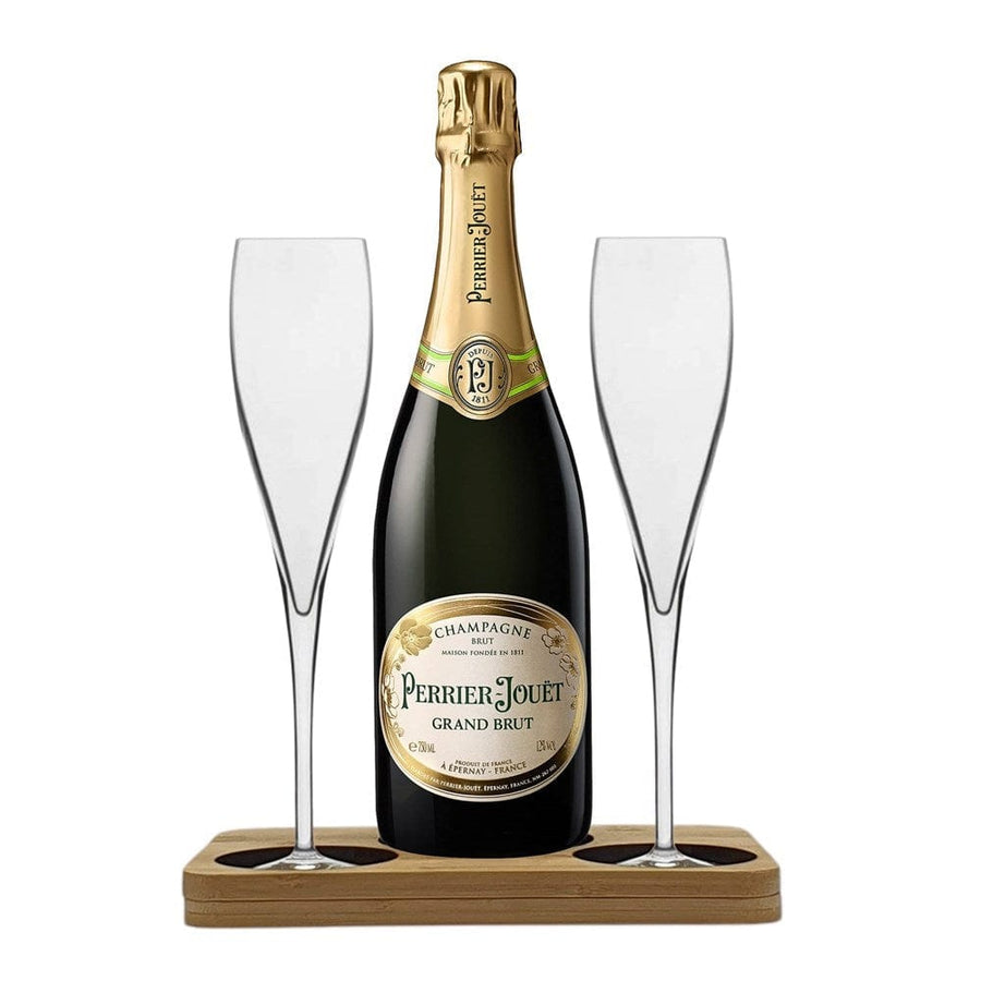 Personalised Perrier Jouet Presentation Stand Hamper Pack Includes 2 Fine Crystal Champagne Flutes
