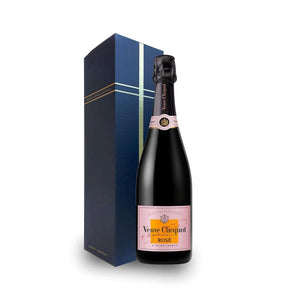 Personalised Veuve Clicquot Rose Hamper Box includes Presentation Stand and 2 Fine Crystal Champagne Flutes