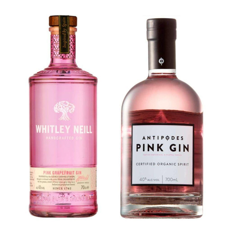 Antipodes Organic PINK Gin 40% Plus Whitley Neill Pink Grapefruit  Gin 43% 700ml -  Premium Twin Pack Pink Gins